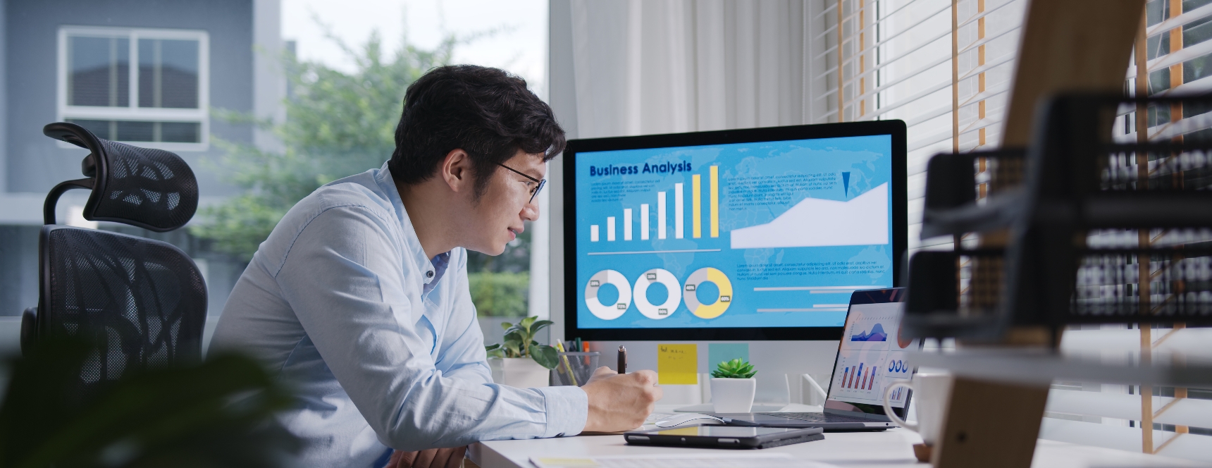Analysts studying visual data